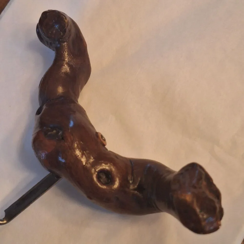 Vintage Grapevine Knotty Wood Corkscrew France Burlwood